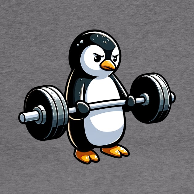 penguin gym weightlifting by Dracoola